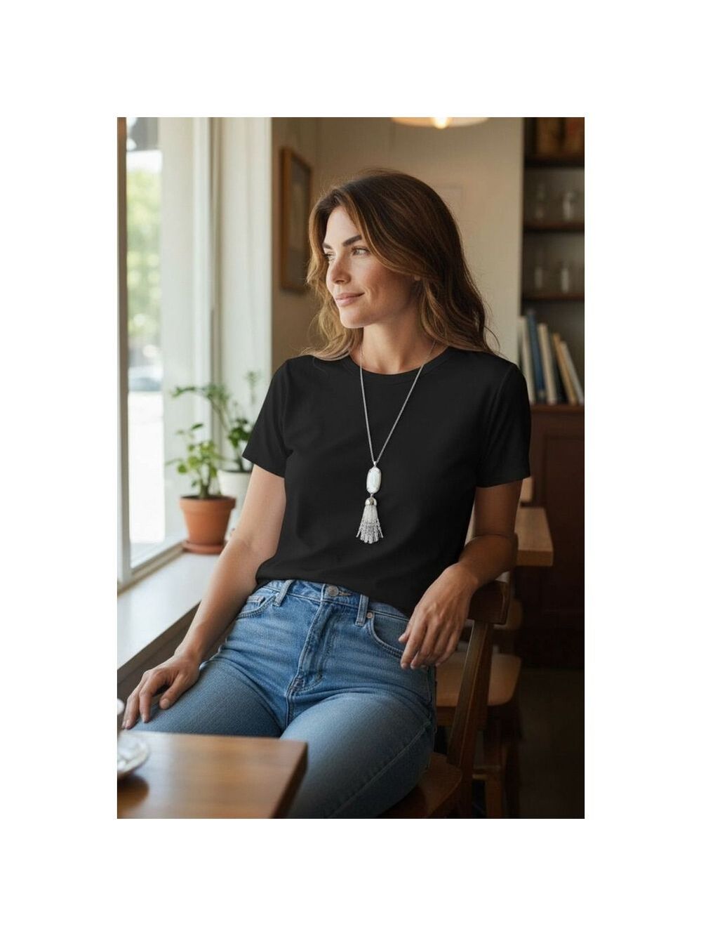 Kendra Scott Eva Silver Necklace with Crystal and Tassel